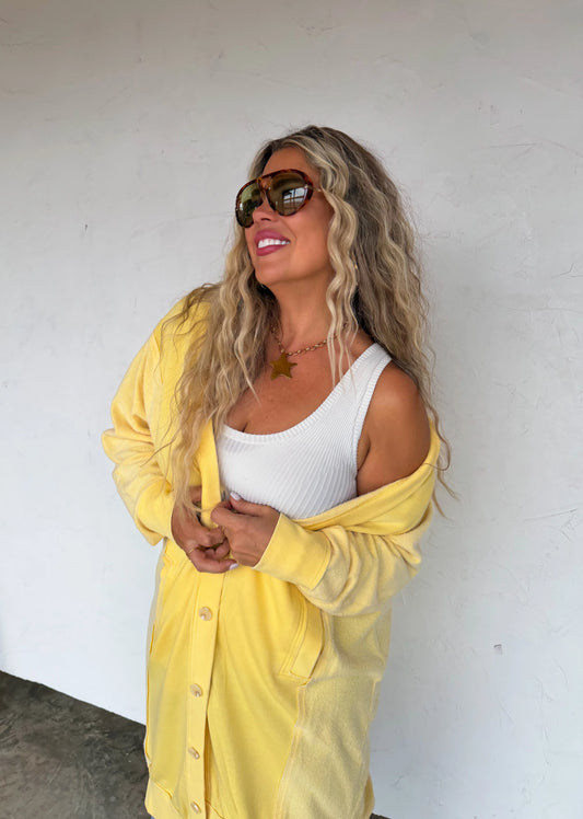 Sweatshirt Cardigan Yellow
