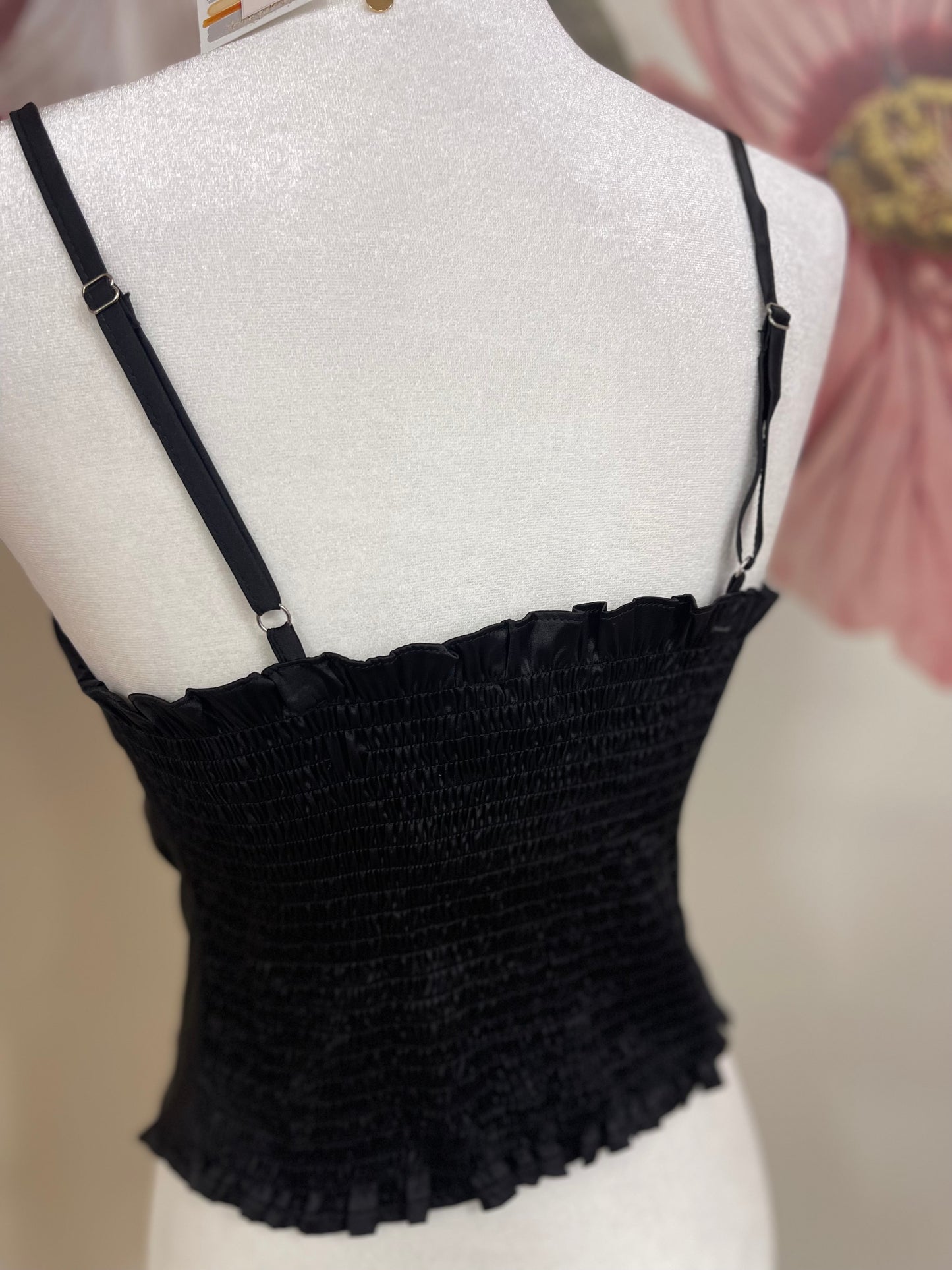 Black Satin Cowl Neck Cami