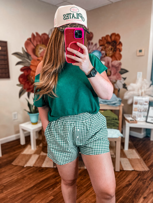 Kelly Green Gingham Boxer Shorts