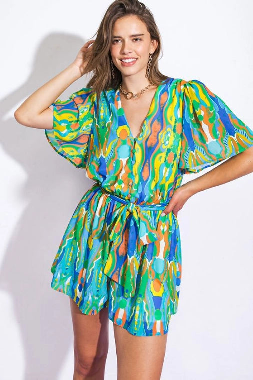 Printed Woven Romper