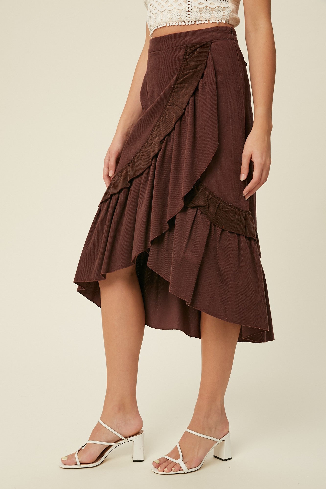 Corduroy Wrap Skirt in Plum