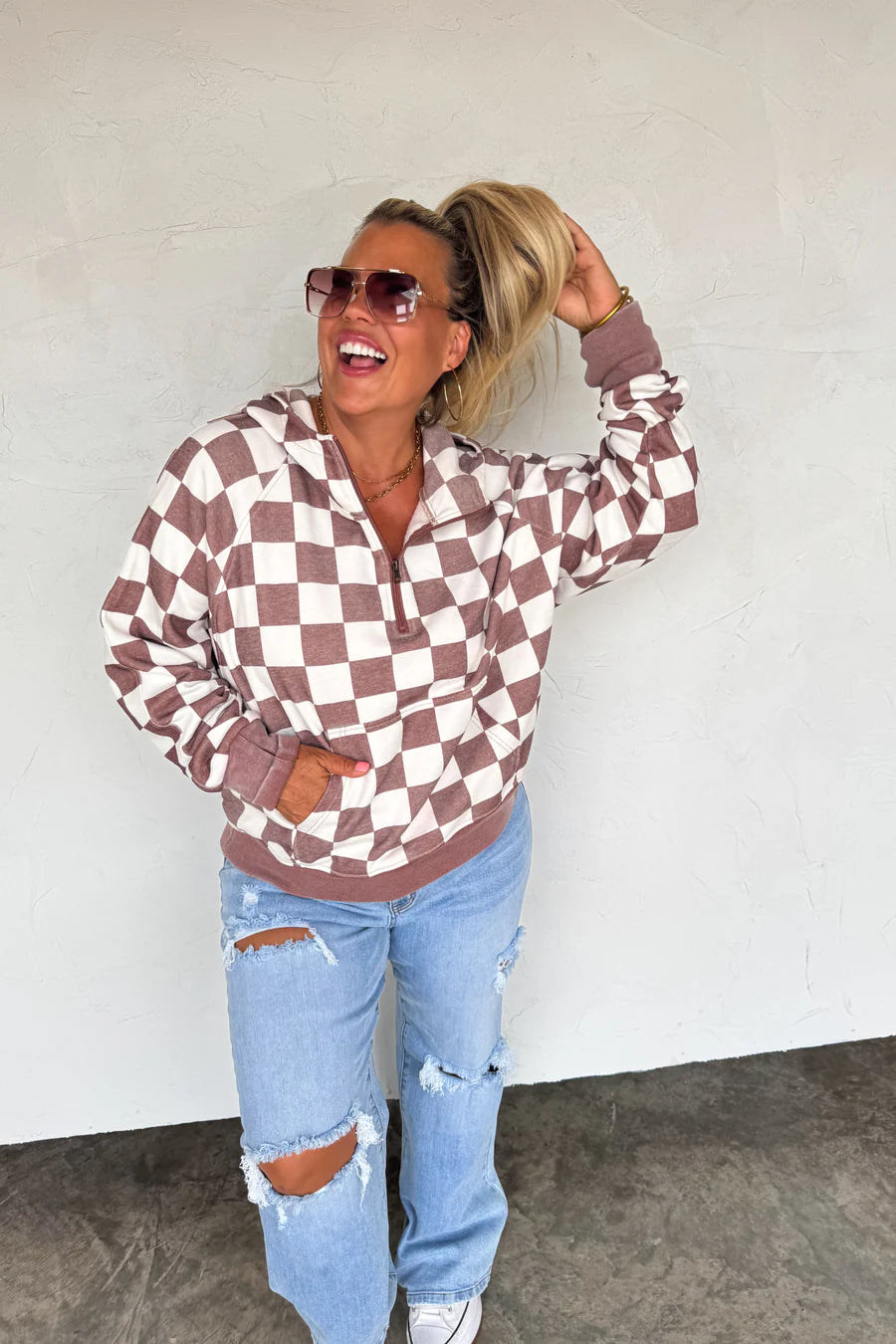 Easy Does It Checker Pullover