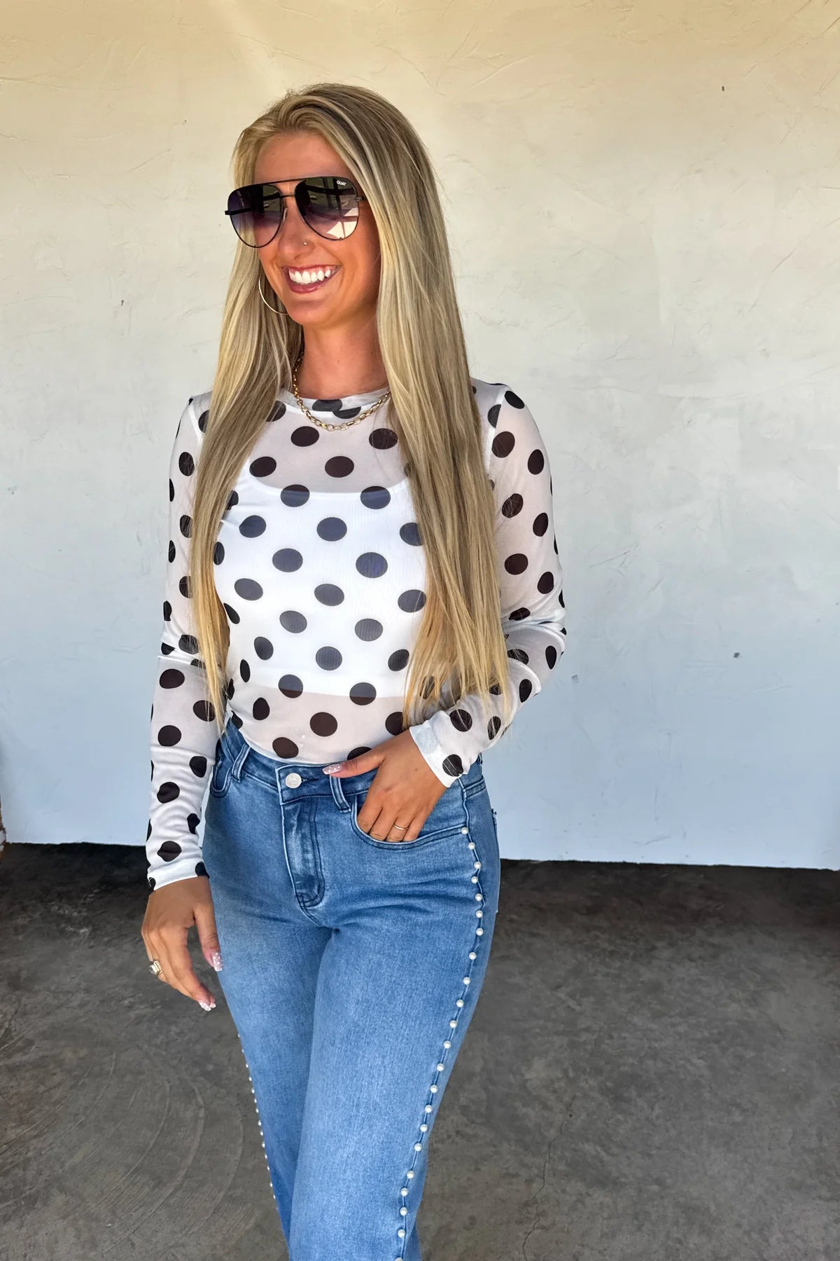 Polka Dot Summer Mesh Top