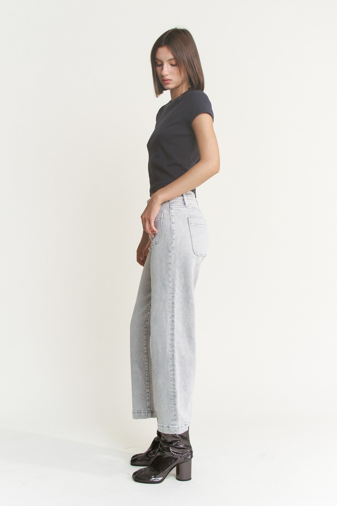 Nardo Grey High Rise Cropped Wide Leg