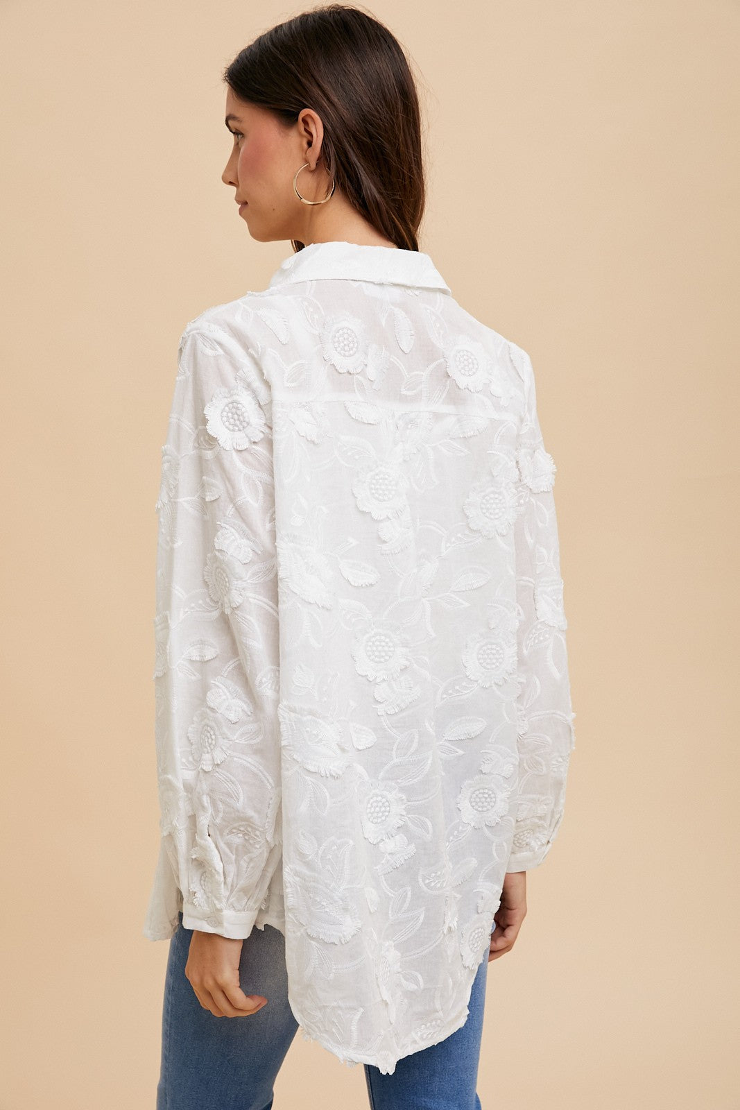 Flower Applique Button Down