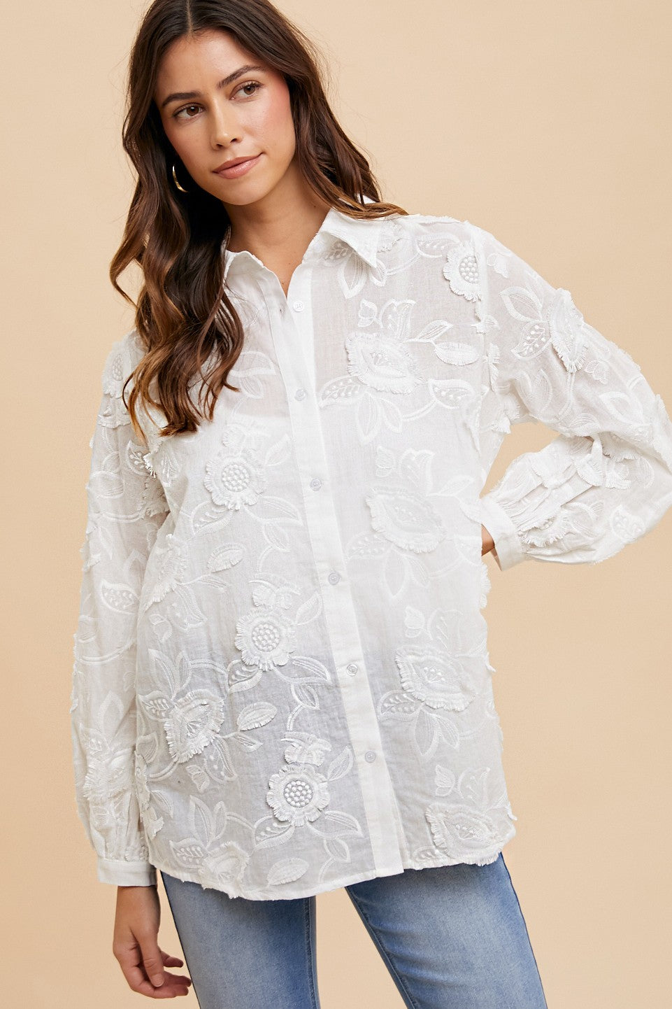 Flower Applique Button Down