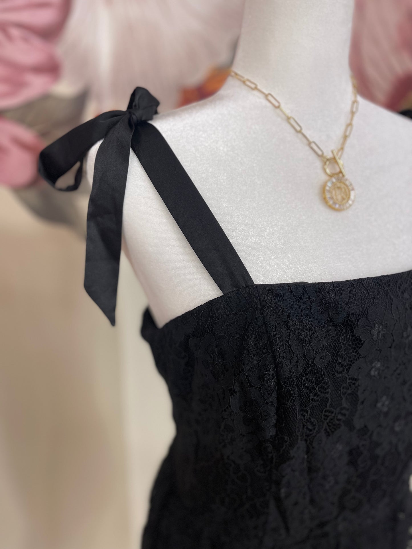Tie Shoulder Lace Peplum Top