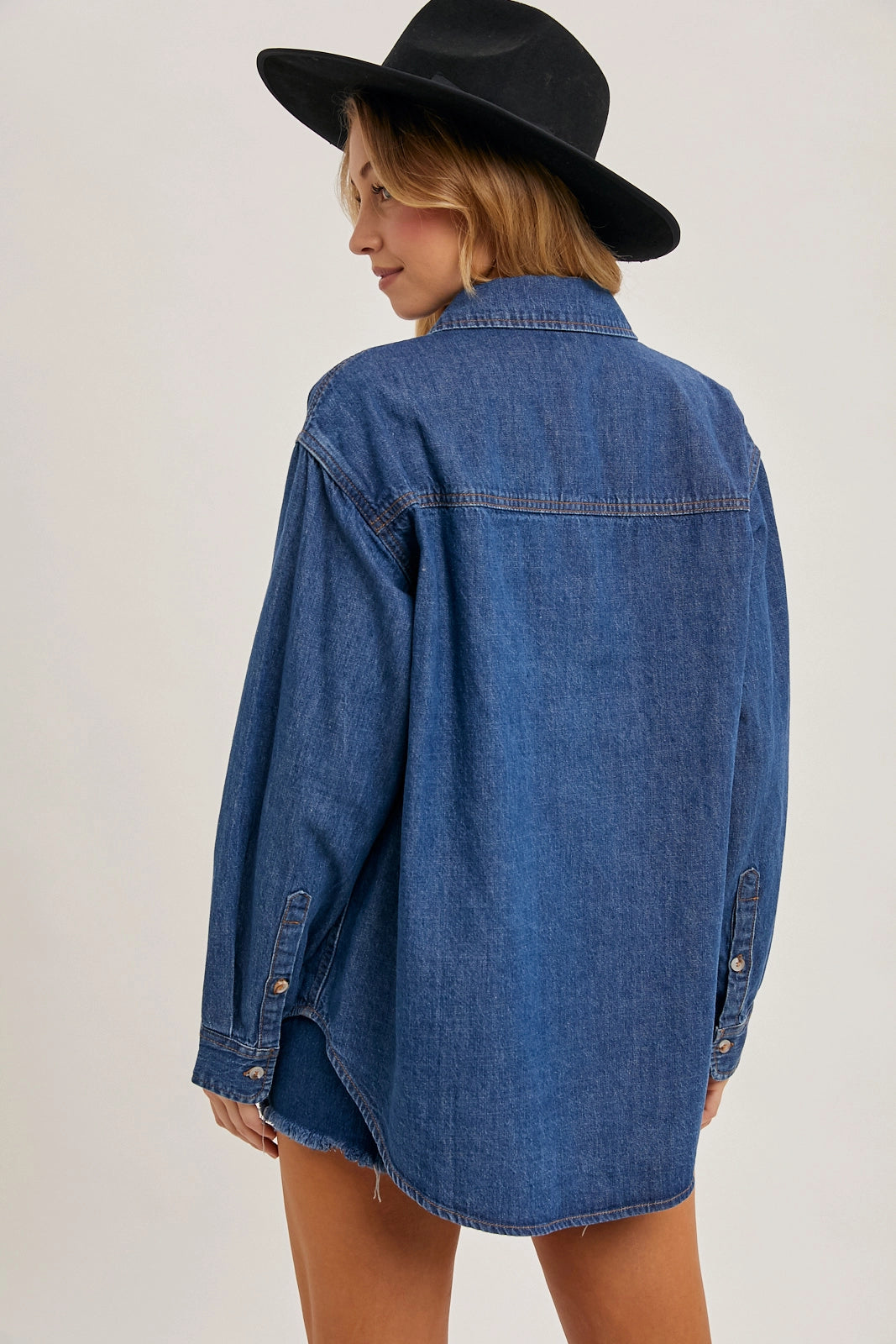 Denim Button Down Shirt Medium Wash