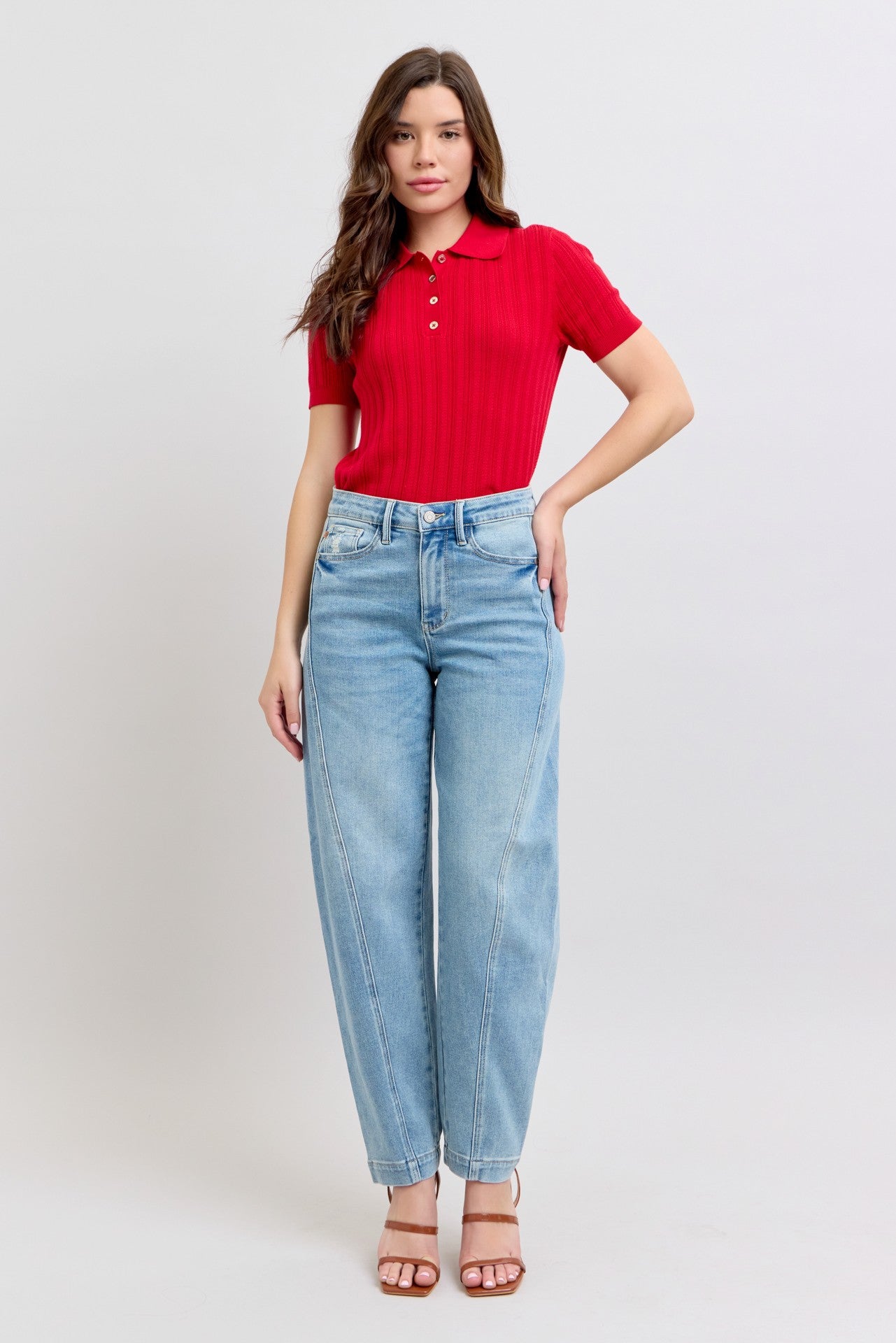 Judy Blue Side Panel Barrel Leg Jeans