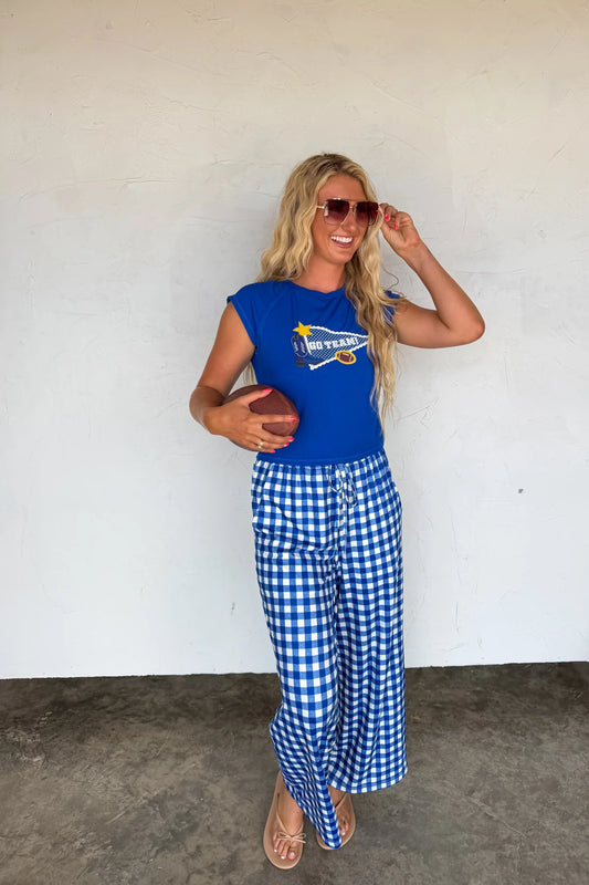 Gameday Haddie Pants Blue Gingham