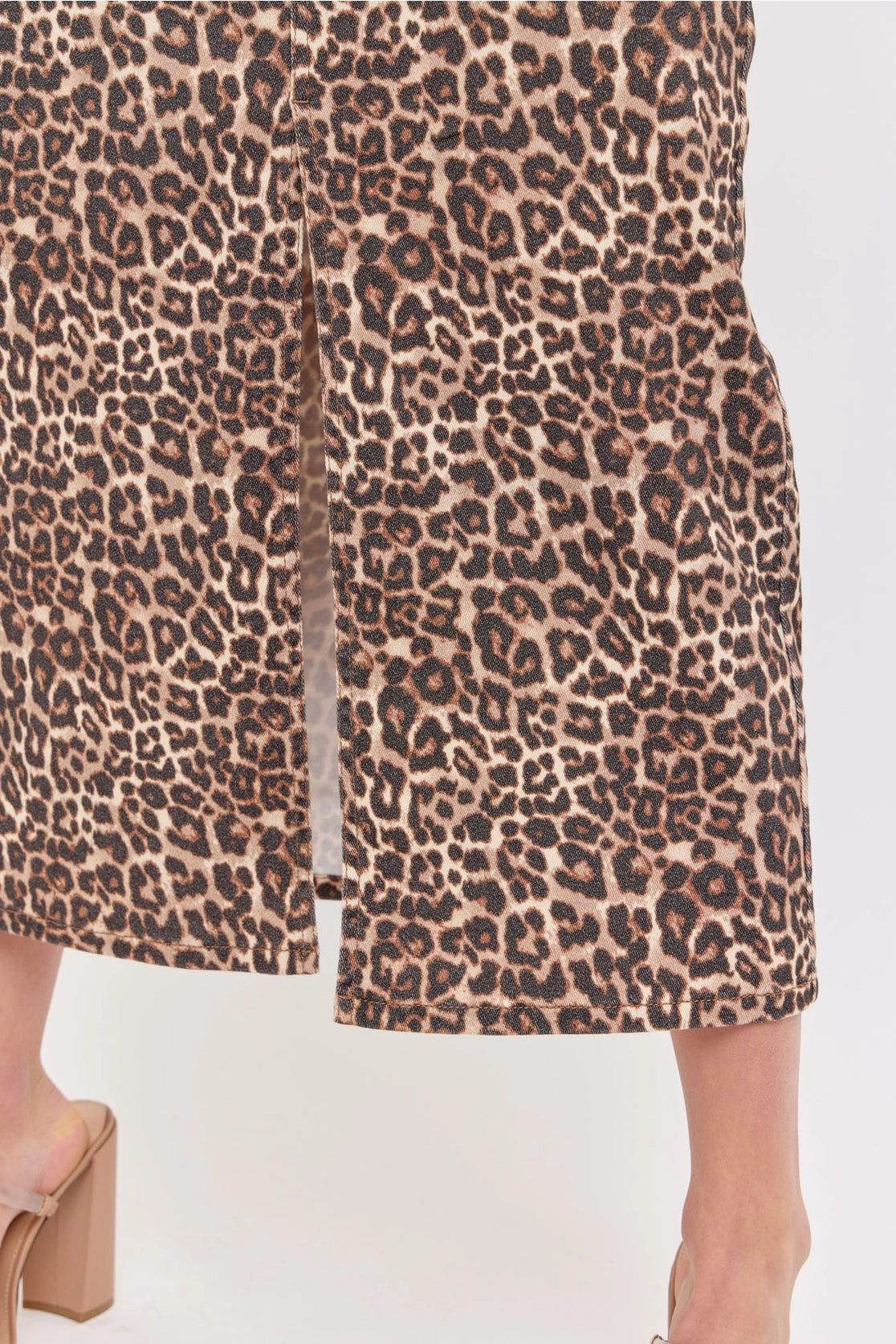 Leopard Denim Skirt