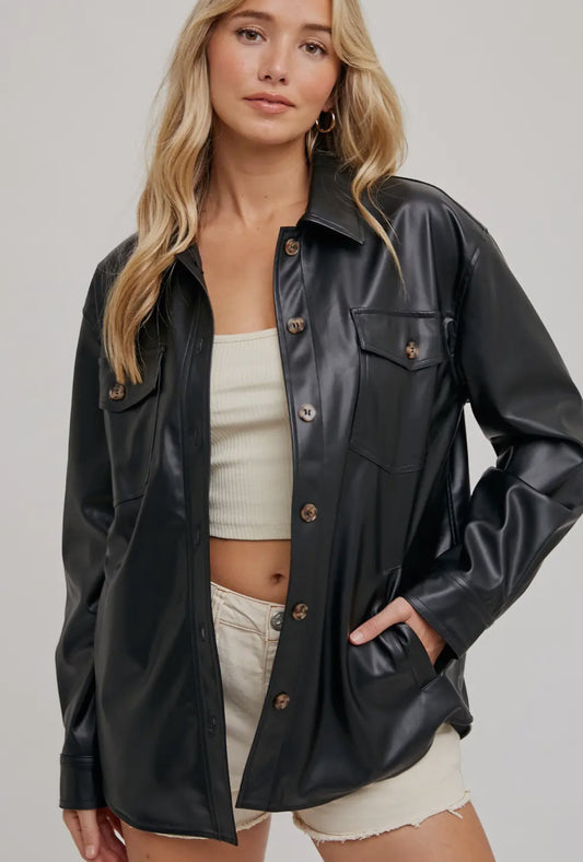 Vegan Leather Shacket
