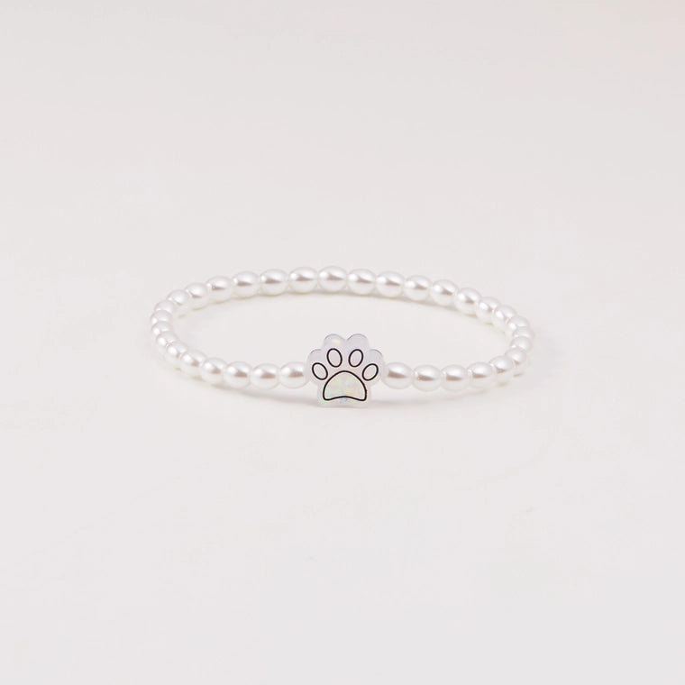 Holy Water Pawprint Bracelet in Crystal Pearl