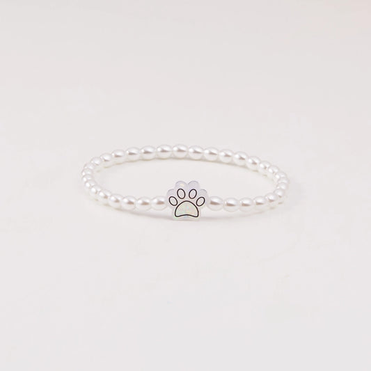 Holy Water Pawprint Bracelet in Crystal Pearl