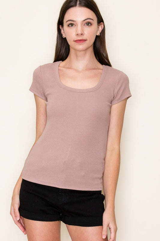 Mocha Basic Ribbed Top