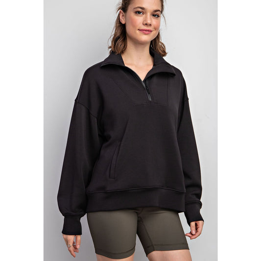 Black Modal Scuba 1/4 Zip Pullover