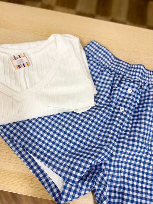 Denim Blue Gingham Boxer Shorts