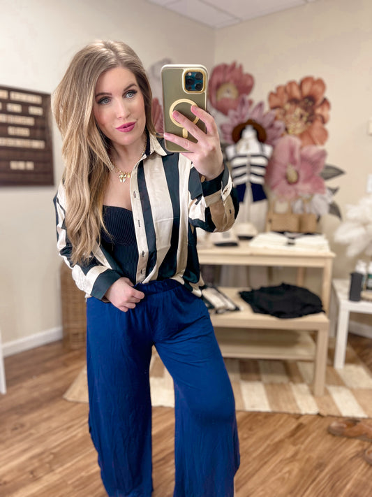 Navy Asymmetrical Pants