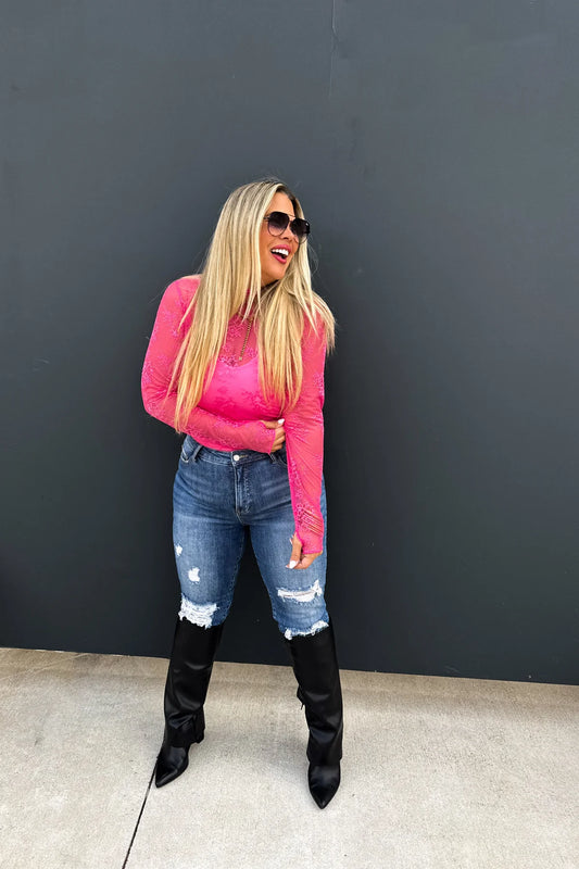 Roxy Hot Pink Lace Top