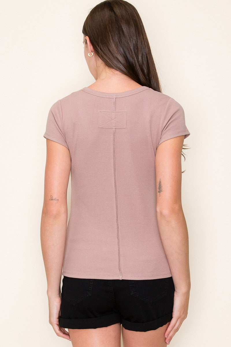 Mocha Basic Ribbed Top
