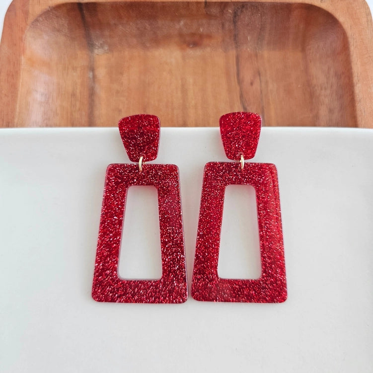Red Glitter Avery Earrings