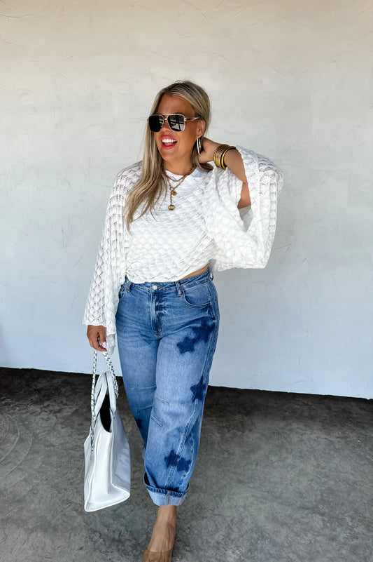 Free Spirit White Bell Sleeve Top