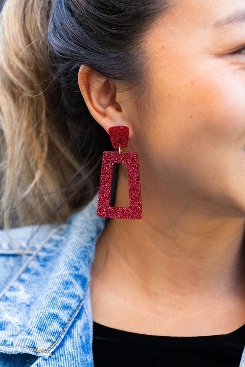 Red Glitter Avery Earrings