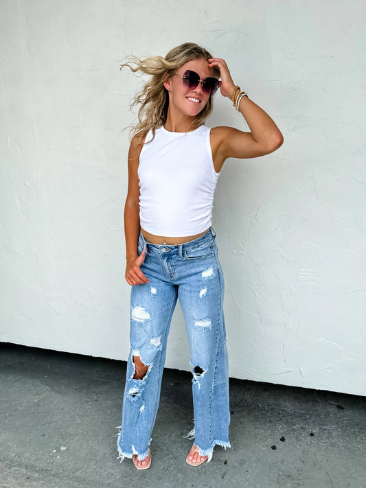 Distressed Dad Jeans
