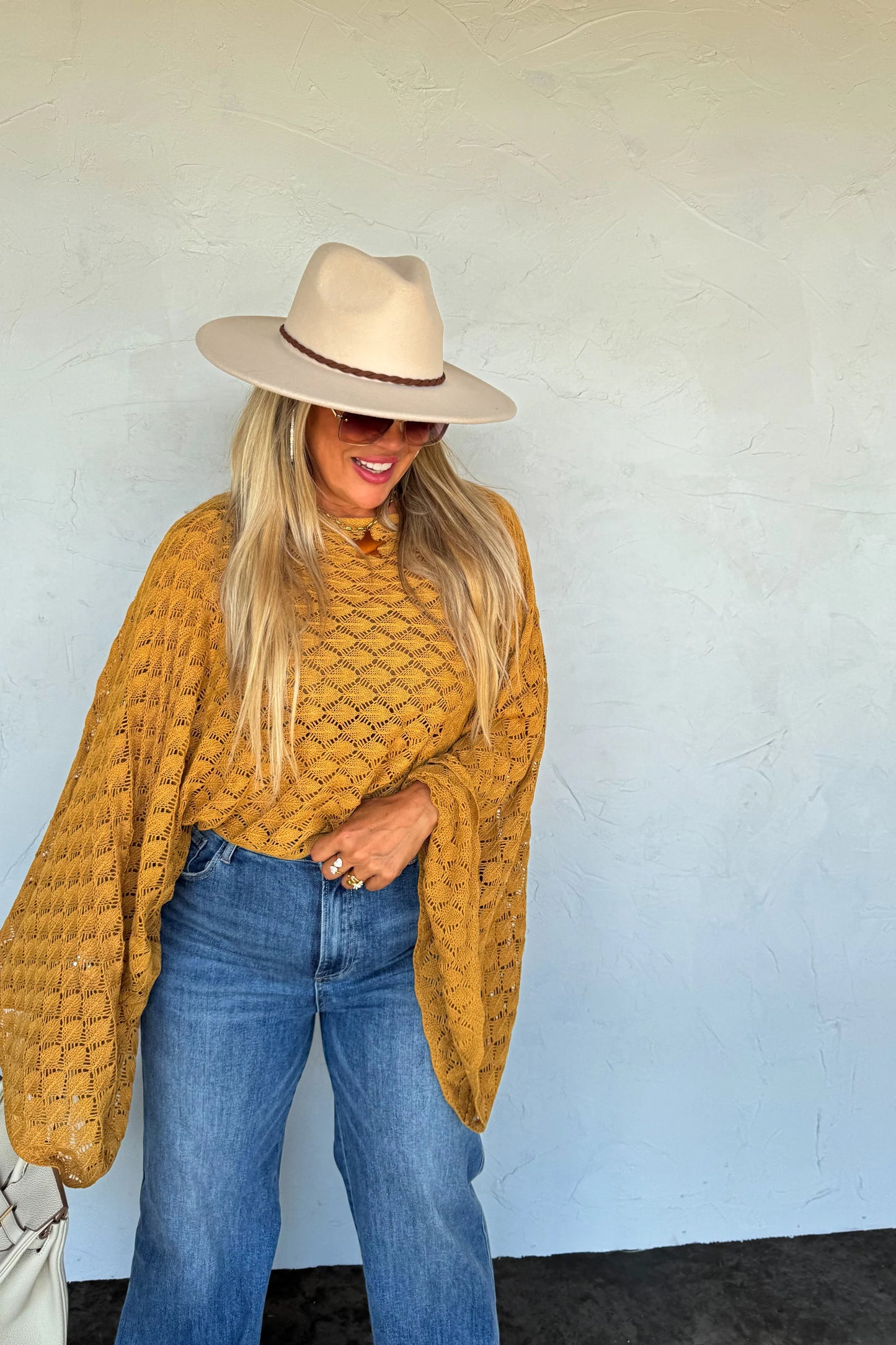 Free Spirit Mustard Bell Sleeve Top