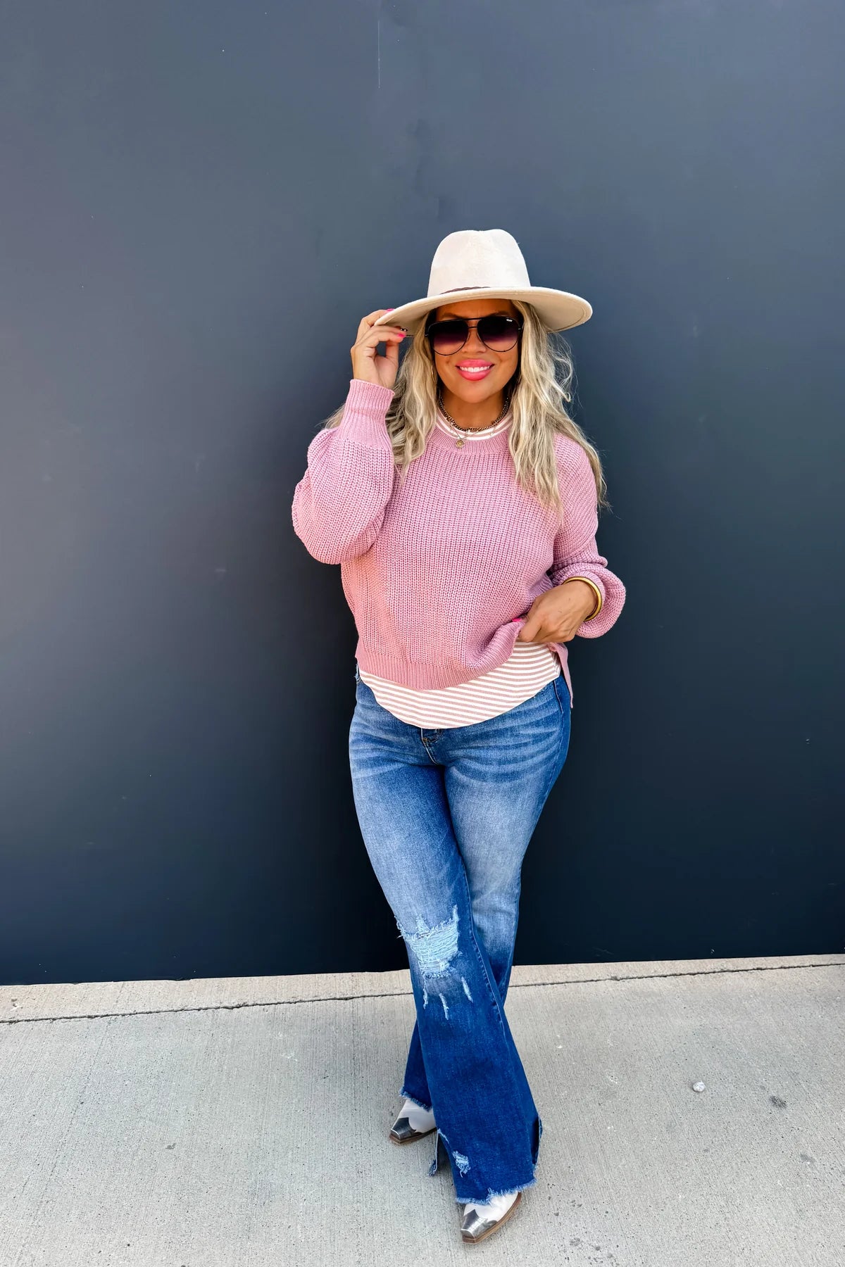 Blush Sweater Knit Top