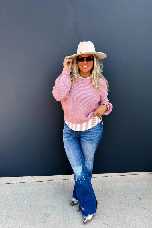 Blush Sweater Knit Top