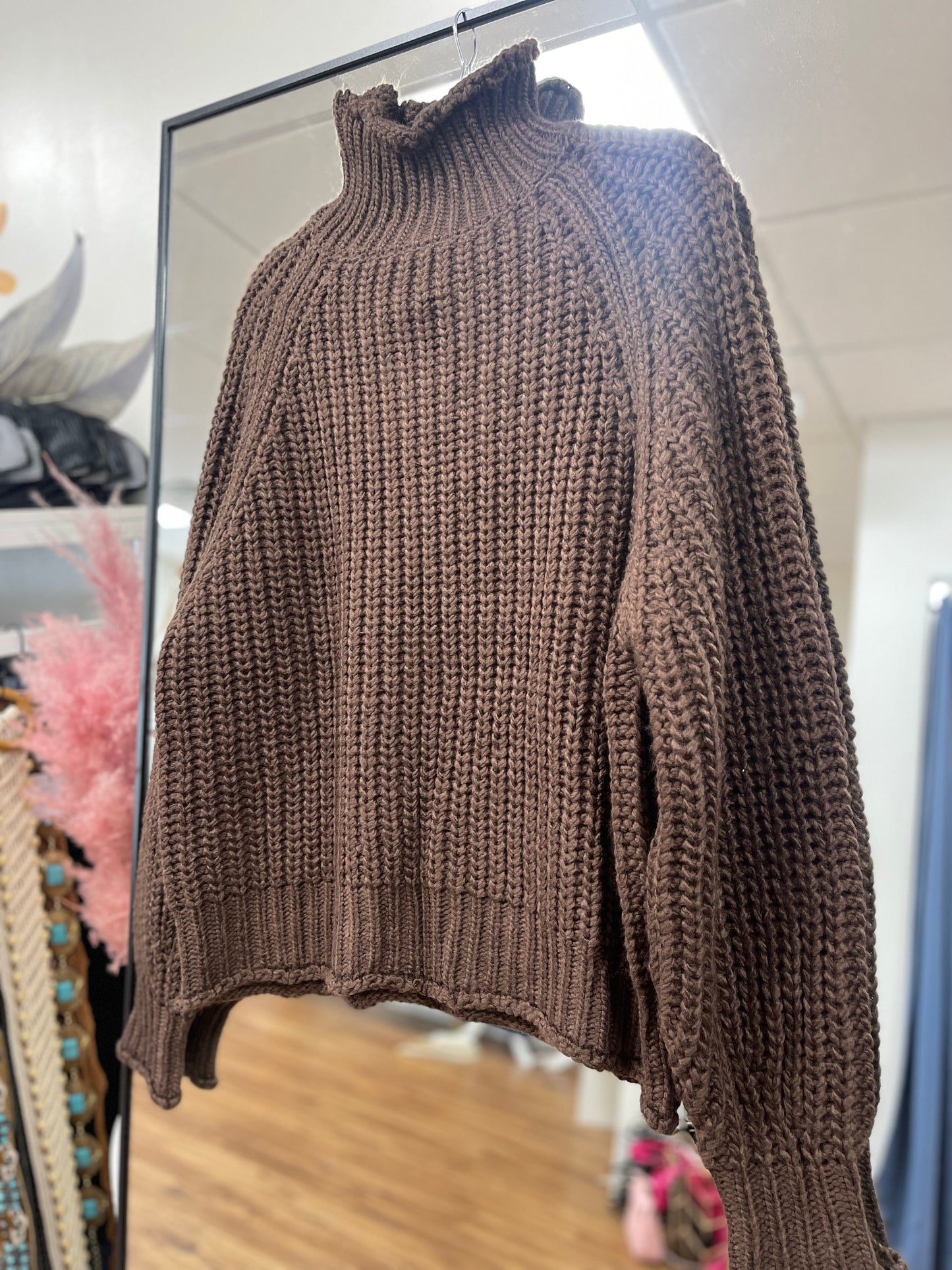 Chocolate Turtle Neck Pullover