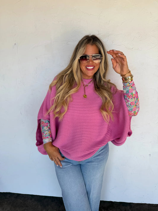 Spring Pink Meg Pullover Poncho