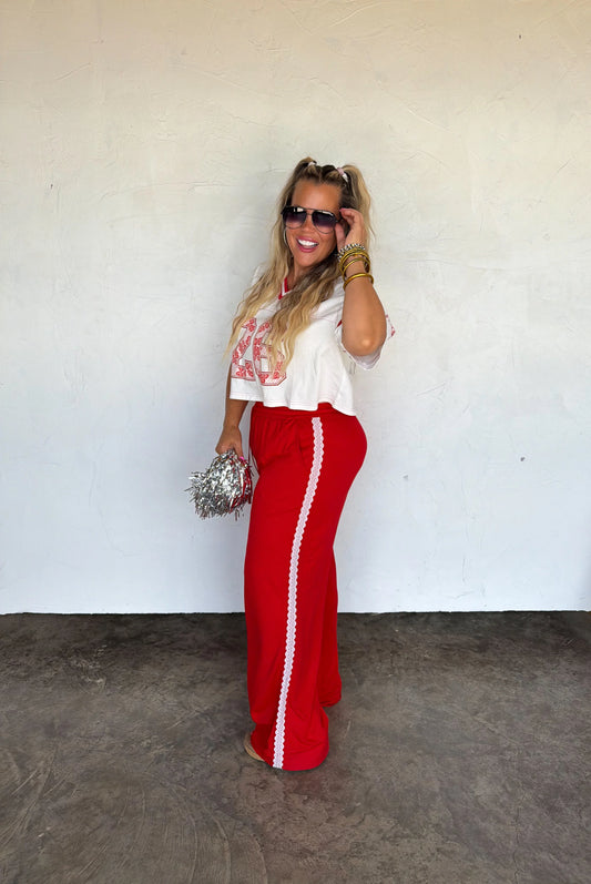 Rally Girl Track Pants in Red