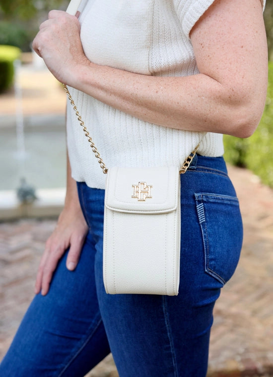 Paige Cell Phone Crossbody in Cream