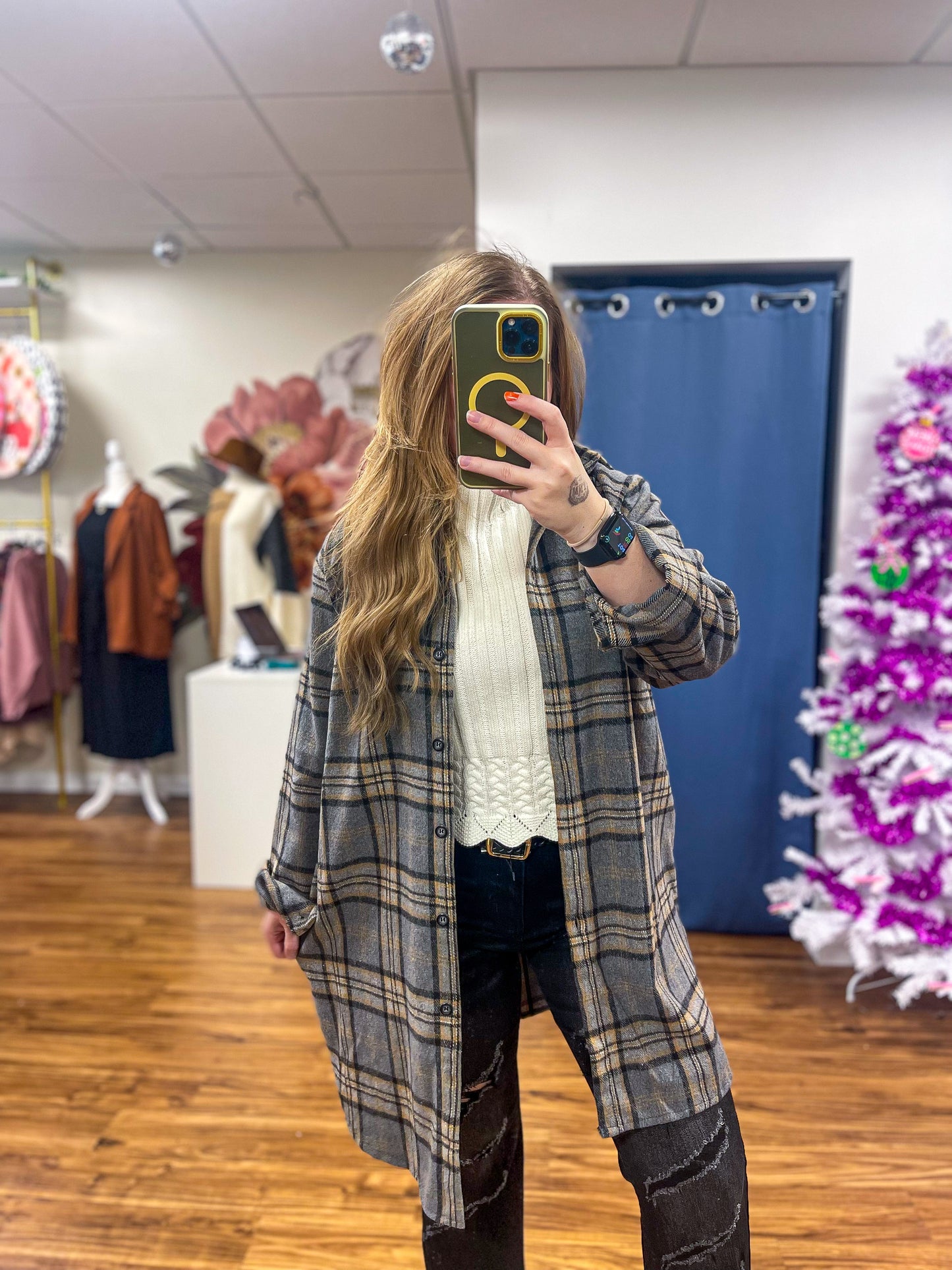 Gray Flannel Shirt Dress