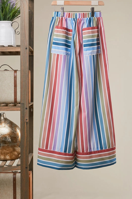 Multi Stripe Wide Leg Pants