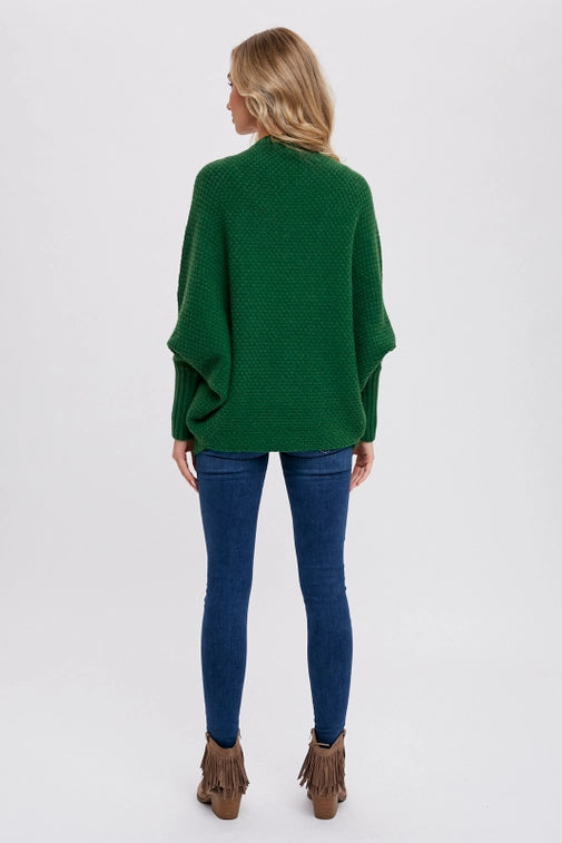 Forest Waffle Cocoon Sweater Cardigan