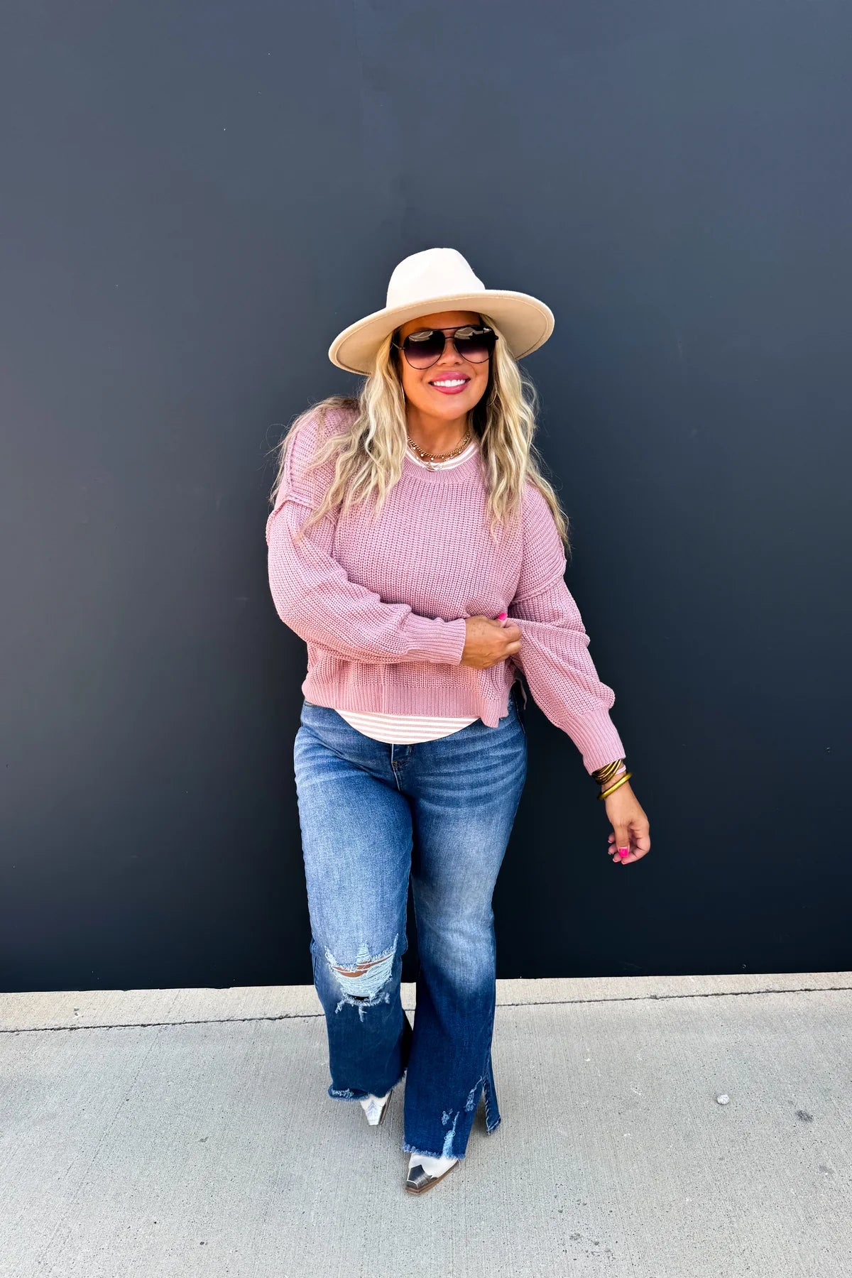 Blush Sweater Knit Top