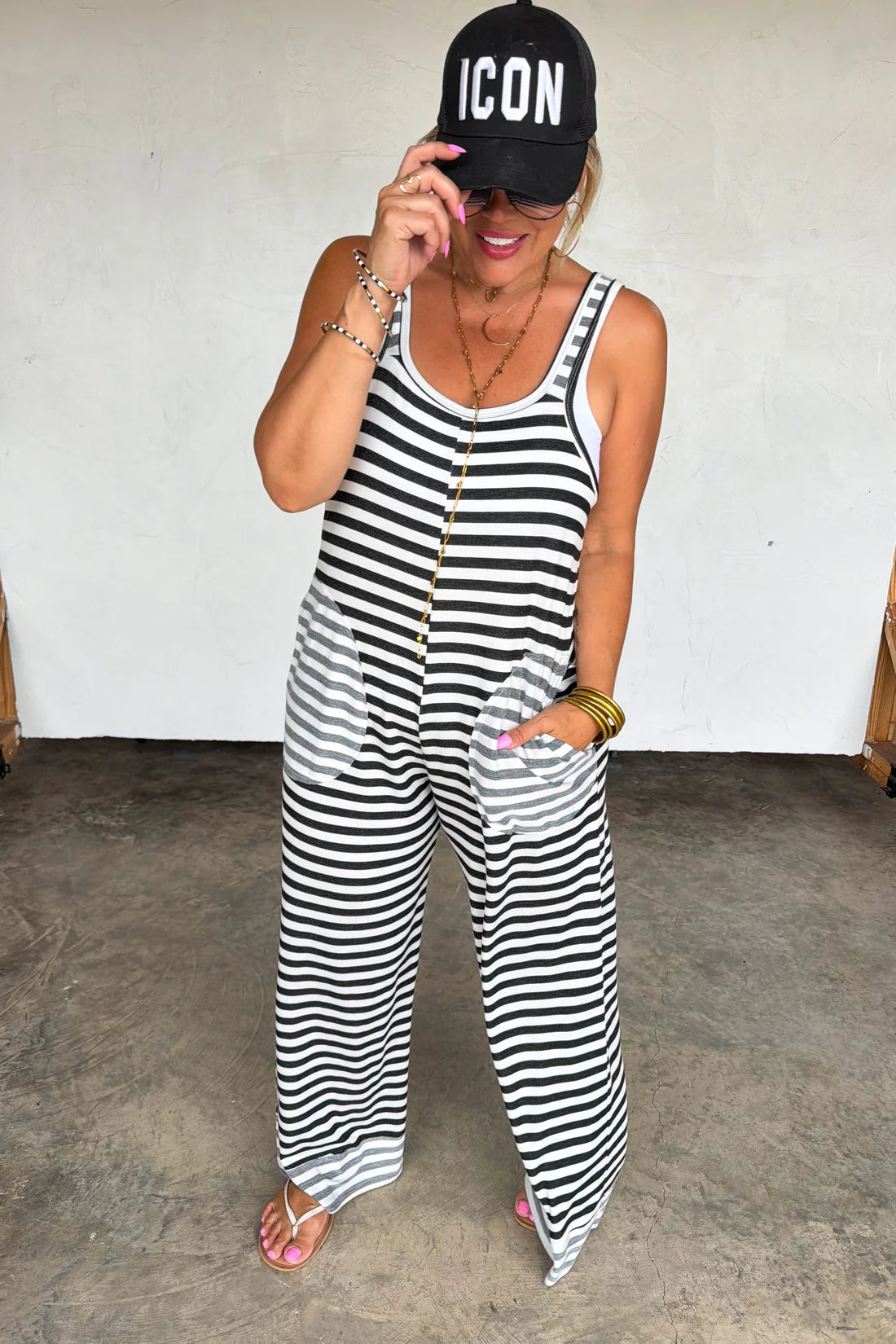 Black Ricki Stripe Terry Romper ETA end of July