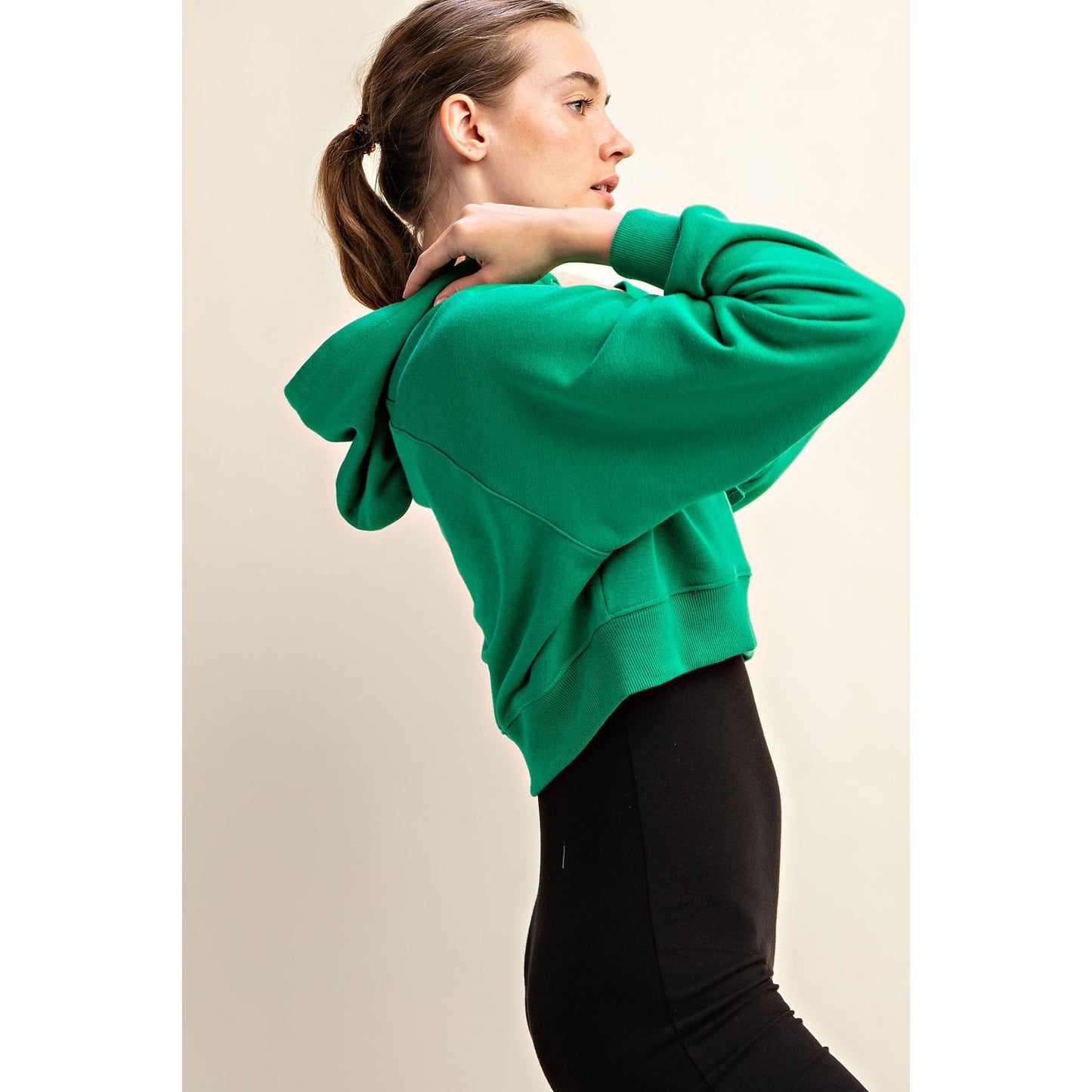 Kelly Green French Terry Cropped Hoodie
