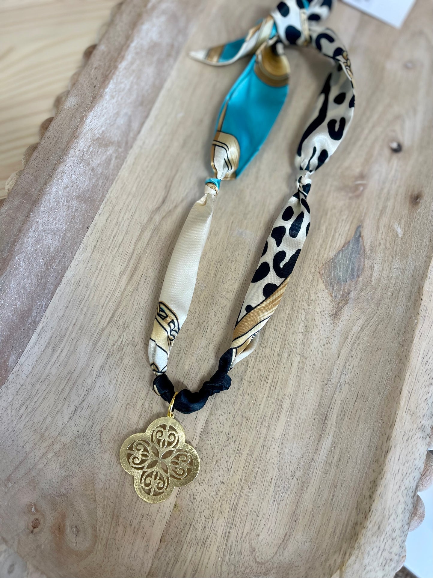Multi Print Trendy Scarf Necklace