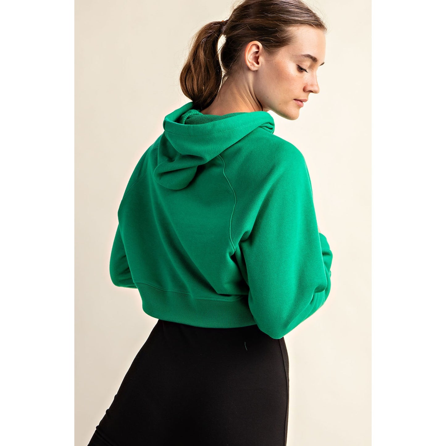 Kelly Green French Terry Cropped Hoodie
