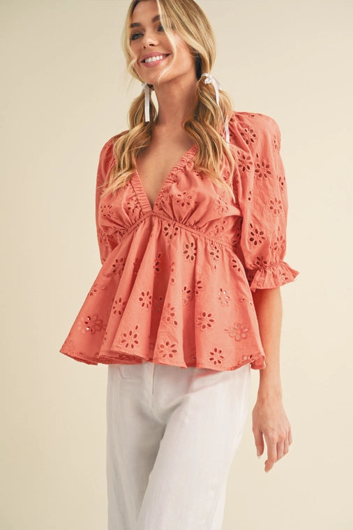 Hazel Eyelet Coral