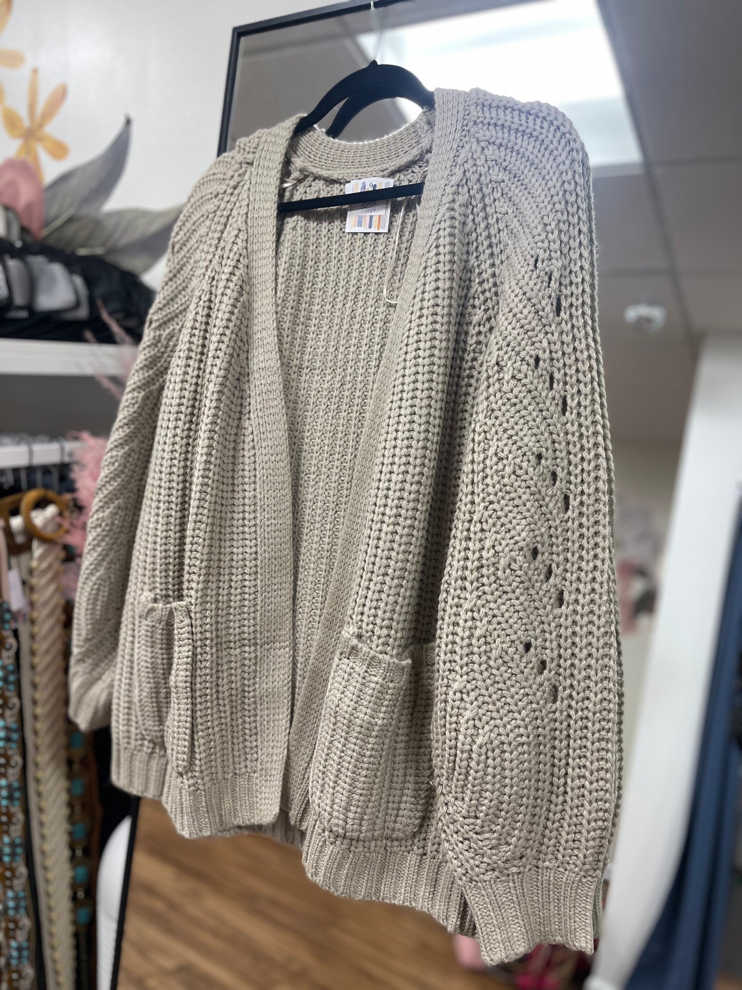 Mushroom Chunky Pointelle Cardigan