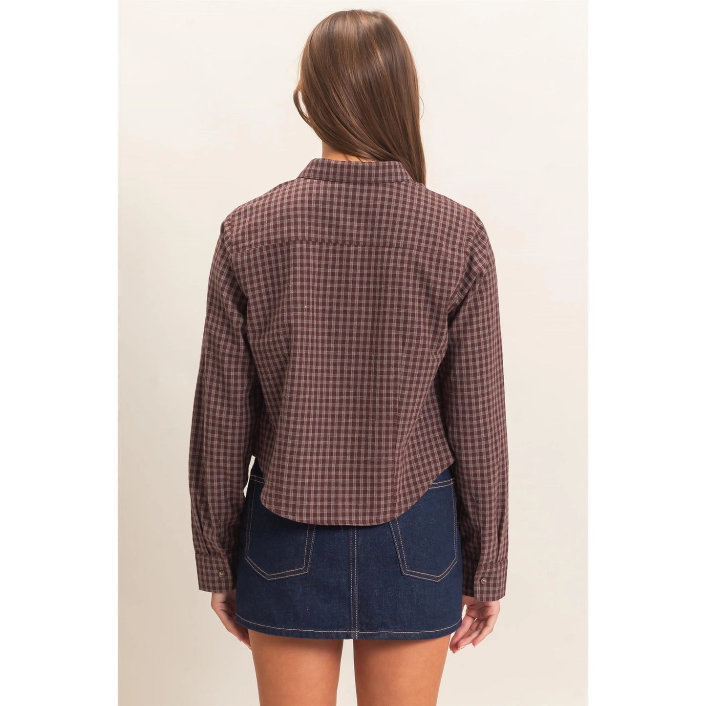 Brown Plaid Long Sleeve Shirt