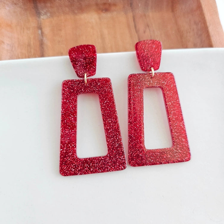 Red Glitter Avery Earrings
