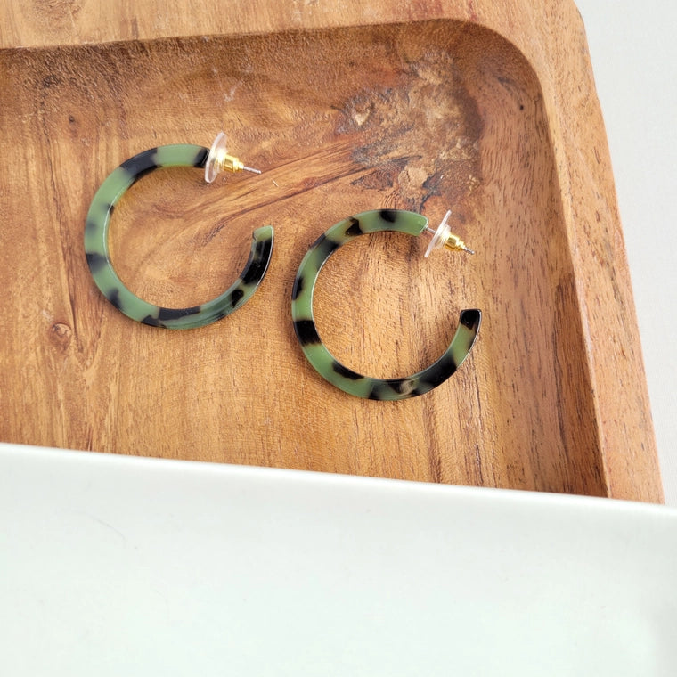 Olive Tortoise Camy Hoops