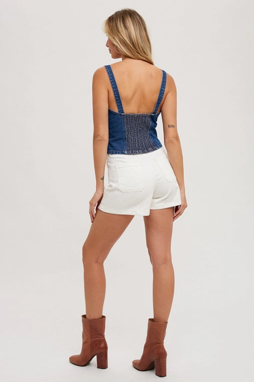 The West Denim Button Crop Top