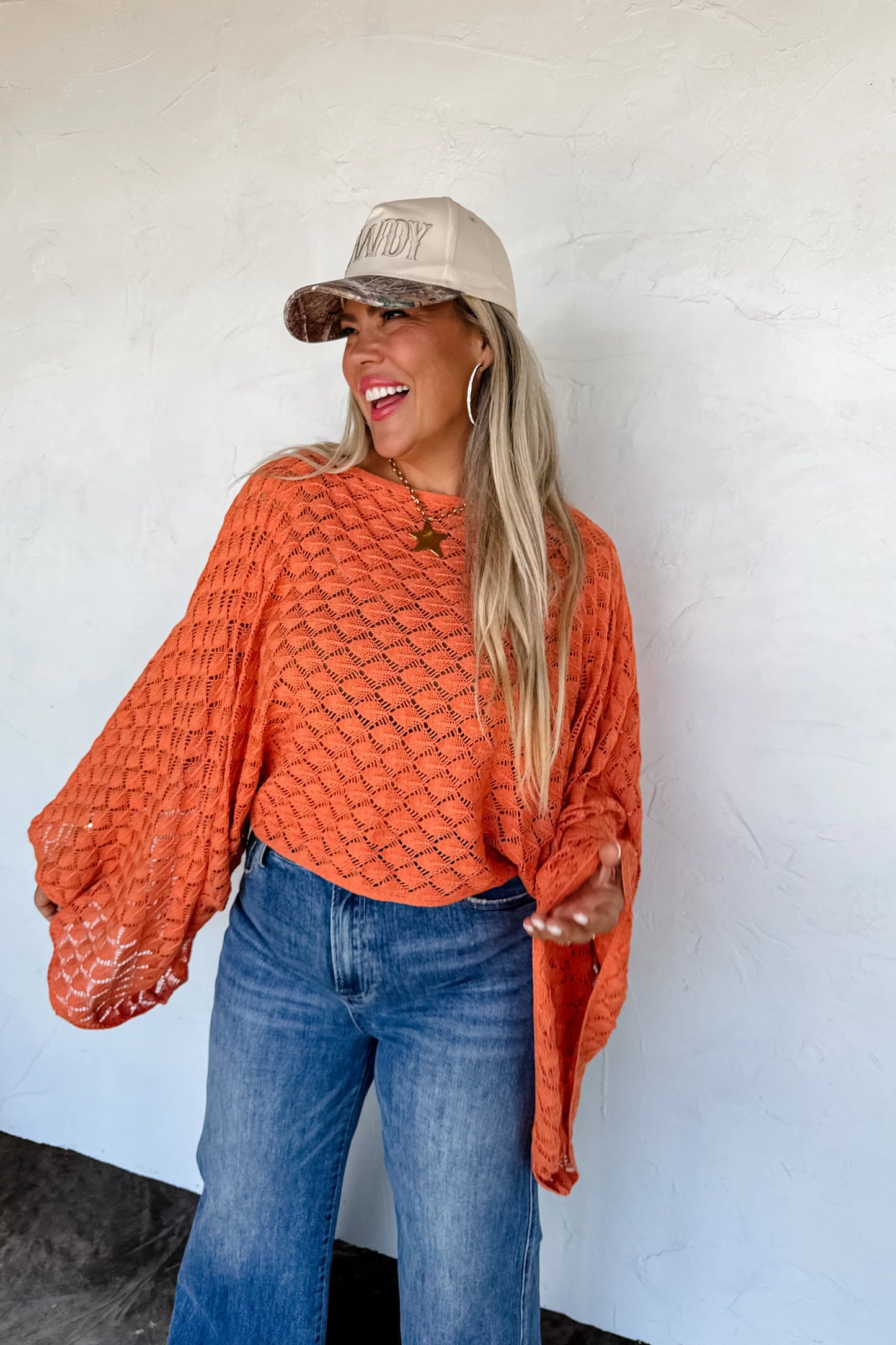 Free Spirit Orange Bell Sleeve Top